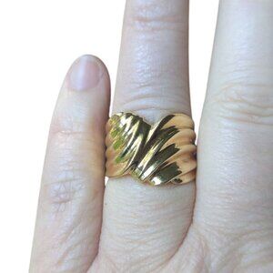 14K Gold Plated Joseph Esposito HGE ESPO Thick Chunky Ring Weave Waves Unisex